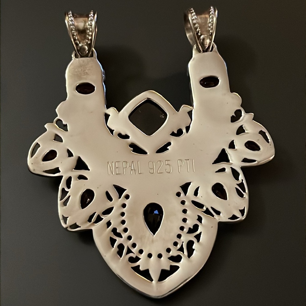 Sterling Shield Pendant With Bezel-Set Ruby Gemst… - image 4